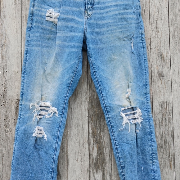 American Eagle Jeans Men 31X32 Airflex Blue Distressed Athletic Fit Straight I - Picture 2 of 6